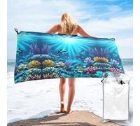 WANLON Submarine Coral Rays - Juego de toallas de baño de microfibra de algodón suave y altamente absorbente para baño, playa y fitness