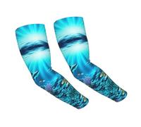 WANLON Submarine Coral Rays - Mangas de enfriamiento unisex - Mangas elásticas de seda de hielo con protección solar, ideal para correr al aire libre, ciclismo