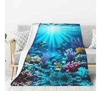 WANLON Submarine Coral Rays - Manta de franela suave y acogedora, ideal para cama, sofá, campamento y viajes, manta ligera