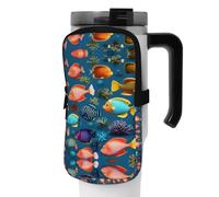 WANLON Submarine Reef Fish - Bolsa de accesorios versátil para botellas deportivas, ideal para caminar, senderismo, yoga, gimnasio, resistencia al agua y a prueba de golpes, Black, M, Soporte para