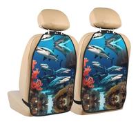 WANLON Submarine Shark Coral - Alfombrilla de almacenamiento antipatadas para asientos de coche, 2 protectores de respaldo de asiento, cobertura contra huellas y arañazos