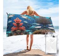 WANLON Submarine Shark Coral - Juego de toallas de baño de microfibra de algodón suave y altamente absorbente para baño, playa y fitness