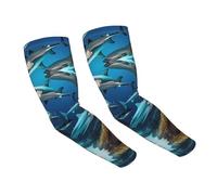 WANLON Submarine Shark Coral - Mangas refrescantes unisex - Mangas elásticas de seda de hielo con protección solar, ideal para correr al aire libre, ciclismo