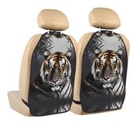 WANLON Tiger at rest - Alfombrilla de almacenamiento antipatadas para asientos de coche, 2 protectores de respaldo de asiento, cobertura contra huellas y arañazos