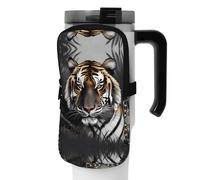 WANLON Tiger at Rest - Bolsa de accesorios versátil para botella deportiva, ideal para caminar, senderismo, yoga, gimnasio, resistencia al agua y a prueba de golpes, Black, M, Soporte para tarjetas de