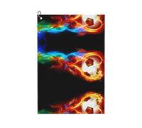 WANLON Toalla de golf de fútbol Fire Dragon Roll - Toalla de gimnasio suave y absorbente para golf, correr, yoga y más - Secado rápido y conveniente