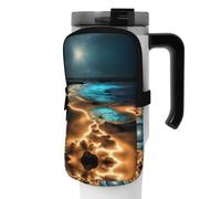 WANLON View Under The Moon - Bolsa de accesorios versátil para botella deportiva, ideal para caminar, senderismo, yoga, gimnasio, resistencia al agua y a prueba de golpes, Black, M, Soporte para