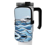 WANLON Waves Lapping at The Rocks - Bolsa de accesorios versátil para botella deportiva, ideal para caminar, senderismo, yoga, gimnasio, resistencia al agua y a prueba de golpes, Black, M, Soporte