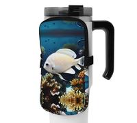 WANLON White-Golden Fish - Bolsa de accesorios versátil para botella deportiva, ideal para caminar, senderismo, yoga, gimnasio, resistente al agua y a prueba de golpes, Black, M, Soporte para tarjetas