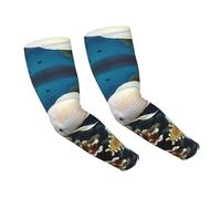 WANLON White-golden fish - Mangas refrescantes unisex - Mangas elásticas de seda de hielo con protección solar, ideal para correr al aire libre, ciclismo