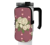WANLON White Rose of Love - Bolsa de accesorios versátil para botella deportiva, ideal para caminar, senderismo, yoga, gimnasio, resistente al agua y a prueba de golpes, Black, S, Soporte para