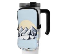 WANLON White Snowy Mountains - Bolsa de accesorios versátil para botellas, ideal para caminar, senderismo, yoga, gimnasio, resistente al agua y a prueba de golpes, Black, S, Soporte para tarjetas de