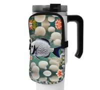 WANLON White Tropical Fish - Bolsa de accesorios versátil para botella deportiva, ideal para caminar, senderismo, yoga, gimnasio, resistente al agua y a prueba de golpes, Black, M, Soporte para