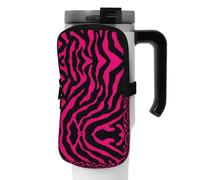 WANLON Zebra Tiger Leopard Pink - Bolsa de accesorios versátil para botella deportiva, ideal para caminar, senderismo, yoga, gimnasio, resistente al agua y a prueba de golpes, Black, M, Soporte para