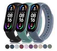 Wanme 3 correas para Xiaomi Mi Band 5 Mi Band 6/6 NFC, silicona suave correas para Mi Band 5/Mi Band 6 pulsera, negro/verde claro/gris azul