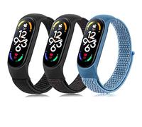 Wanme 3 Piezas Correa Compatible con Xiaomi Mi Band 7/6/5 y Amazfit Band 5, Pulsera de Repuesto de Nylon Suave para Mujer y Hombre