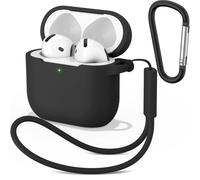 Wanme Funda para AirPods 4 Case, Fundas Protectora Apple AirPods 4 de Silicona Suave, Case Cover Totalmente Resistente Arañazos y Polvo, Estuche Protector con Llavero y Correa de Mano, LED Visible