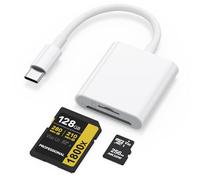 Wanme - Lector de tarjetas de memoria SD 2.0, lector de tarjetas 3 en 1 USB-C a SD Micro SD MS CF, adaptador para iPad, iPhone 15, MacBook Pro/Air, Chromebook Samsung Galaxy S20/S21 (blanco)