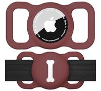 Wanme para Funda Apple Airtag Perro, Protector de Collar para Gatos Airtag, Fundas Protectora Antipérdida de Silicona, Case para Airtags Cubierta Resistente para Mascota (1 Pack, Vino Tinto)