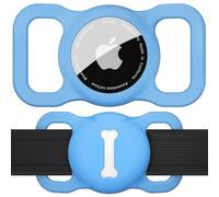 Wanme Soporte para collar de perro para Airtag, funda protectora para AirTag, collar de perro AirTag, accesorios de seguimiento GPS de silicona lavable, etiquetas de aire con patrón de hueso, soporte
