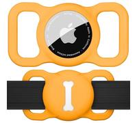 Wanme Soporte para collar de perro para Airtag, funda protectora para AirTag, collar de perro AirTag, accesorios de seguimiento GPS de silicona lavable, etiquetas de aire con patrón de hueso, soporte