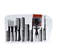 WANMEI Juego de 10 Peines para Corte y Estilo Profesional, Peines Antiestáticos para Peluquería, Peines de Negros para Entrenamiento de