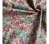 WanMing Tela Liberty de algodón Floral de 145 x 50 cm, Estilo años 40, con impresión Digital, para Coser Vestidos, Faldas y niños, Hecha a Mano.