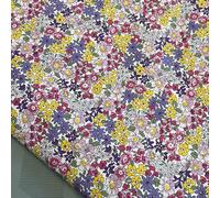 WanMing Tela Liberty de algodón Floral de 145 x 50 cm, Estilo años 40, con impresión Digital, para Coser Vestidos, Faldas y niños, Hecha a Mano.