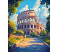 WANMIU Pintar por Numeros El Coliseo de Roma Adultos Kit de Pintura al óleo de Lienzo DIY para con Pinceles Pigmento Acrílico 40 x 50cm (Sin Marco)