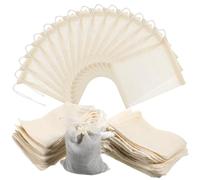 Wanmu 60 bolsas de té de algodón con cordón, bolsas de gasa de muselina de 3 x 4 pulgadas, bolsa de tela pequeña reutilizable para colar café, té, caldo de hueso, sopa, guiso, especias