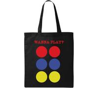 Wanna Play - Bolsa de algodón ecológico natural con eslogan divertido, color negro, Black, Talla única