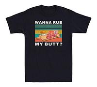 Wanna Rub My Butt Vintage Camiseta Black Graphic Unisex Tee Shirt, Negro , S