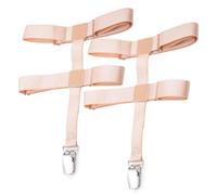 WannGe Liga ajustable para mujer, liga elástica para piernas con clips, ligas góticas punk para calcetines altos hasta el muslo, B-beige, 1 par