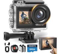 WANNTO Action Cam 5K 24MP Motion 5 Pro 40M Cámara subacuática Ultra HD Pantalla táctil 170 ° gran angular, estabilización de hielo con micrófono externo 64 GB U3 tarjeta de memoria