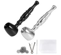 WANNTO Set de 2 Pipas Metálicas - Pipas Clásicas de Aluminio Desmontables con Filtros, Cepillo, Herramienta y Estuche - Portátiles y Fáciles de Limpiar