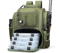 WANOON Mochila de aparejos de pesca con soportes para caña (bandejas no incluidas), soporte para botellas, para equipo de pesca, equipo