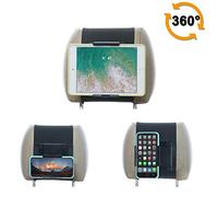 WANPOOL Soporte giratorio para reposacabezas de coche, para teléfonos y tabletas de 5 a 10.5 pulgadas, color negro
