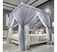 Wansiman Cortinas de Cama con Dosel de Cuatro Esquinas,Cortinas Cama con Dosel Malla,Cortina de Dosel de Cama de Doble Capa,Mosquitera De Princesa De Lujo,Fuerte Y Duradero,para niñas y Adultos