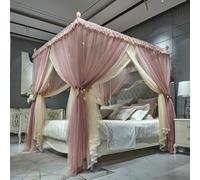 Wansiman Cortinas de Cama con Dosel de Cuatro Esquinas,Cortinas Cama con Dosel Malla,Cortina de Dosel de Cama de Doble Capa,Mosquitera De Princesa De Lujo,Fuerte Y Duradero,para niñas y Adultos