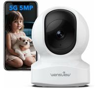 wansview 3K 5MP Cámara Vigilancia WiFi Interior - 2.4G/5G Camaras Vigilancia Domicilio WiFi de Banda Doble 360 °, Detección Humana, Grabación Continua para Bebé/Perro/Casa (Blanco)