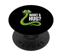 Want a Hug Snake - Divertida Serpiente de Dibujos Animados para Amantes de los Reptiles PopSockets PopGrip Adhesivo