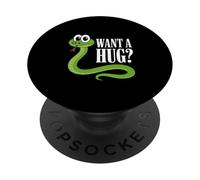 Want a Hug Snake - Divertida Serpiente de Dibujos Animados para Amantes de los Reptiles PopSockets PopGrip Adhesivo