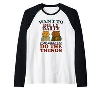 Want To Dilly Dally Funny Procrastination Cat y Capibara Camiseta Manga Raglan