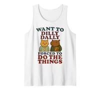 Want To Dilly Dally Funny Procrastination Cat y Capibara Camiseta sin Mangas