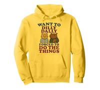 Want To Dilly Dally Funny Procrastination Cat y Capibara Sudadera con Capucha
