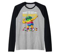 Want To See MY Six Pack Funny Blocks Bricks Master Builder Camiseta Manga Raglan