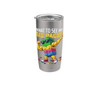 Want To See MY Six Pack Funny Blocks Bricks Master Builder Vaso térmico de acero inoxidable de doble pared