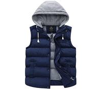 Wantdo Chaleco Acolchado para Mujer Chaqueta sin Mangas con Capucha Chaleco Cálido de Invierno para Exteriores Mujer Azul Zafiro Large