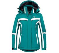 Wantdo Chaqueta de Esquí Aislante Impermeable Chaqueta de Esquí Aislante Impermeable Parka Cálida con Capucha Ajustable Extraíble Cazadora Trabajo Viaje Acampar para Mujer Azul Saboya Oscuro S