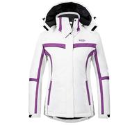 Wantdo Chaqueta de Esquí Aislante Impermeable Parka Cálida con Capucha Ajustable Extraíble Cazadora Trabajo Viaje Acampar Chaqueta de Esquí Aislante Impermeable para Mujer Blanco M